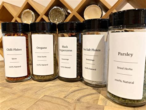 Full Set Custom Spice Jar Labels | Minimalist and Modern Spice Jar Rack ...