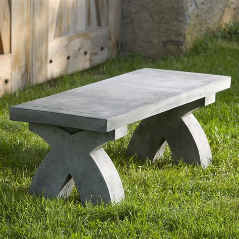 Campania International The X Cast Stone Backless Garden Bench | www ...