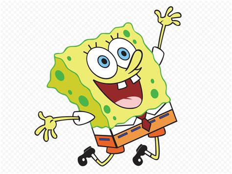 HD Jumping Spongebob Hands Up Character Transparent PNG | Citypng