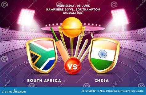 South Africa Vs India Cricket Match Poster Design with Countries Flag ...