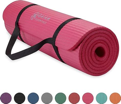 Gaiam Essentials Thick Yoga Mat Fitness & Exercise Mat with Easy-Cinch ...