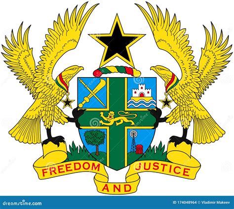 Coat of arms of Ghana stock illustration. Illustration of justice ...