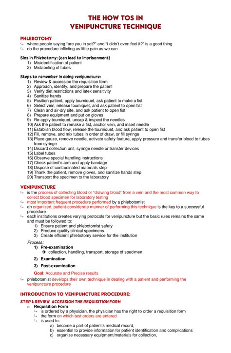 THE HOW TOs in Venipuncture Technique - where people saying