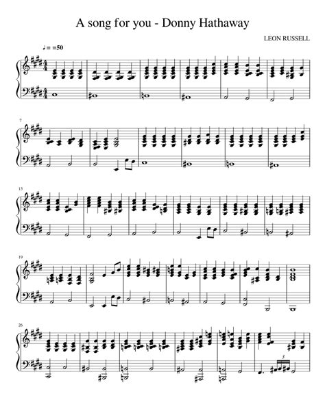 A song for you Donny Hathaway sheet music for Piano download free in PDF or MIDI