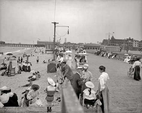 Boardwalk and beach, Asbury Park. 1905 – Bygonely