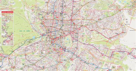 Map of Madrid bus & Búhos: stations & lines