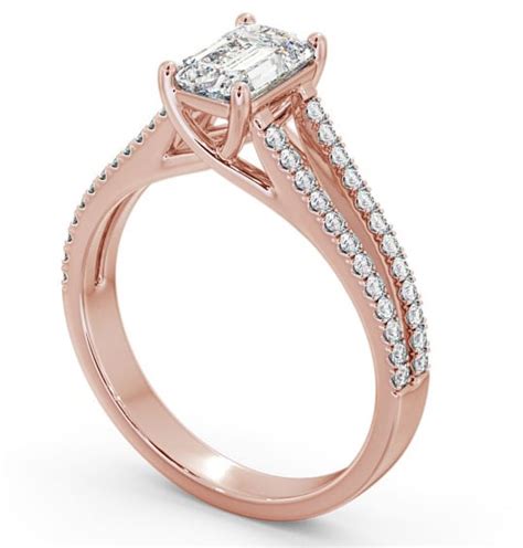 Round Diamond Engagement Ring 18K Rose Gold Solitaire With Side Stones ...