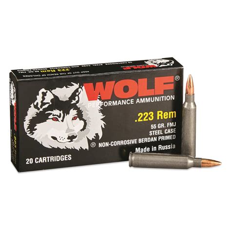 Wolf, .223 Remington, 55 Grain, FMJ Ammo, 240 Rounds - 714586, .223 Remington Ammo at Sportsman ...