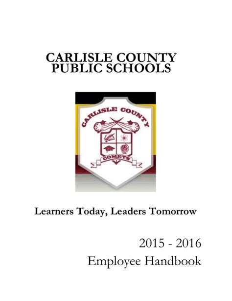 CARLISLE COUNTY PUBLIC SCHOOLS 2015 - 2016 Employee Handbook