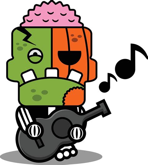 cartoon character costume vector illustration pumpkin zombie mascot playing guitar 9325612 ...