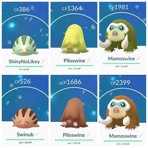 Swinub, Piloswine, Mamoswine, and shiny evolutions in Poke… | Flickr