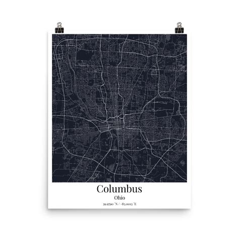 Captivating Columbus Street Map Poster, Print Condition, 16" x 20" | Map poster, Street map ...