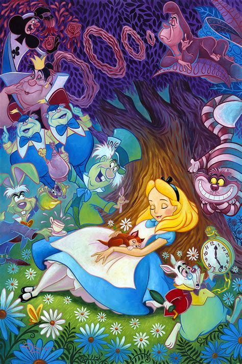 Tim Rogerson Dreaming in Color From Alice In Wonderland Hand-Embellished Giclee on Canvas Disney ...