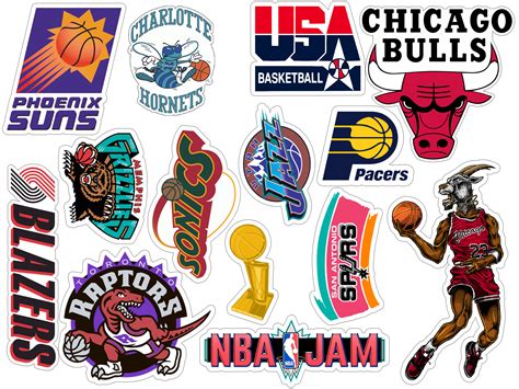 90's NBA Teams Logos Vinyl Sticker Pack (Vintage Basketball Stickers ...