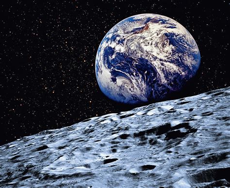 Earth From The Surface Of The Moon Photograph by Chris Walsh