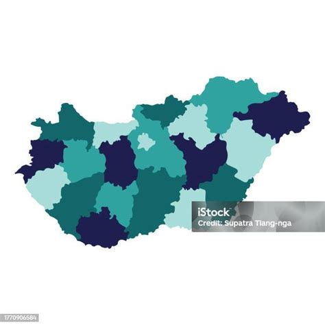 Hungary Map Map Of Hungary In Administrative Regions Stock Illustration ...