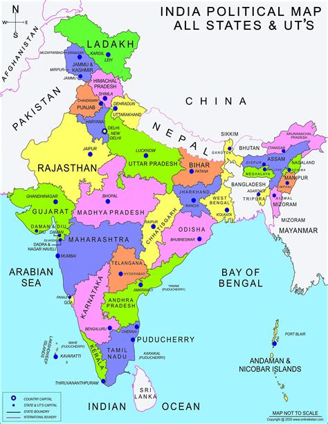 Buy India With States And Capitals Wall Chart of Size 27" * 35" – 1 ...