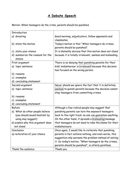 A debate speech