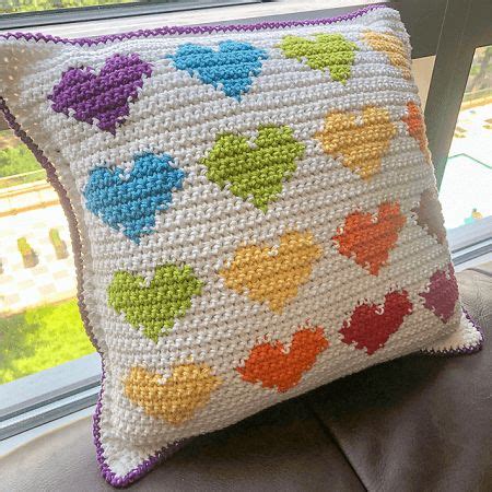 CROCHET HEART PILLOW PATTERNS | Crochet cushion cover, Crochet cushion pattern, Crochet pillow cover