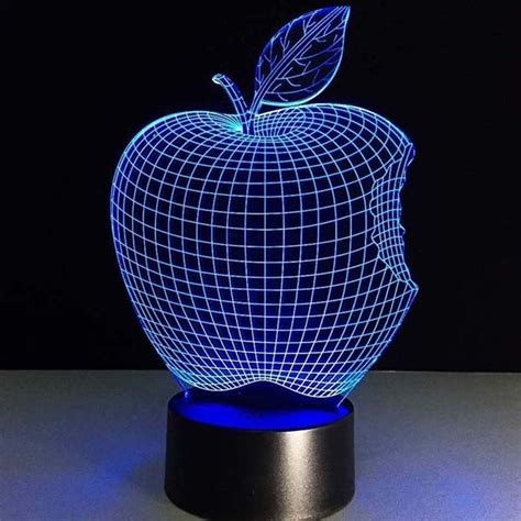 Laser Cut Acrylic Apple 3D Illusion Night Light Lamp Design CDR and DXF ...