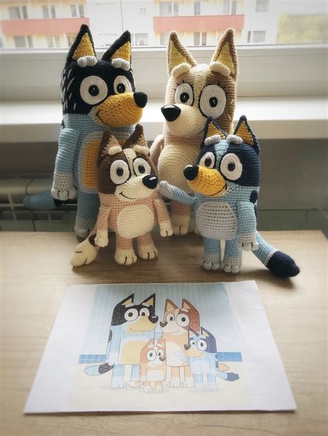 PDF Blue Heeler FAMILY haakpatronen Australische veehond amigurumi gehaakt speelgoed gevulde ...