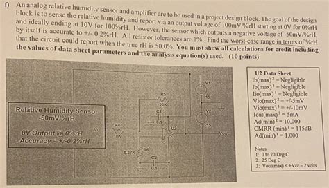 Solved f) An analog relative humidity sensor and amplifier | Chegg.com