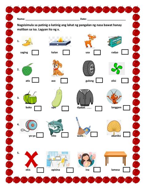 Patinig katinig worksheet | Kindergarten worksheets, Free kindergarten ...