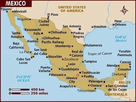 Mapa turístico de México - Mapa de México turística (América Central ...