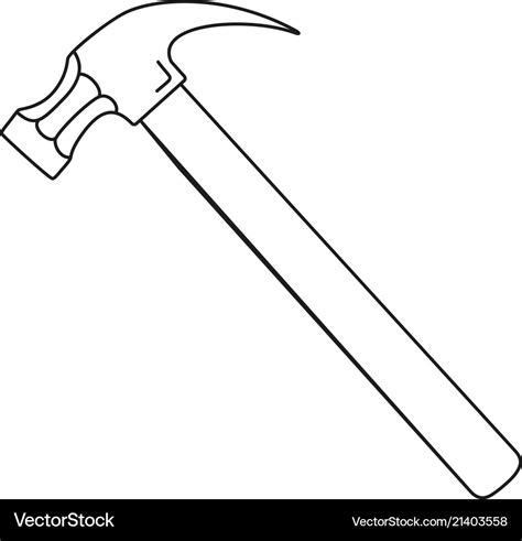 Line art black and white claw hammer Royalty Free Vector