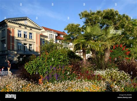 Bank promenade Überlingen, Lake of Constance, Baden-Wurttemberg ...