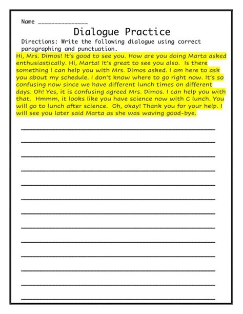 Worksheets On Dialogue Writing - Printable Worksheets