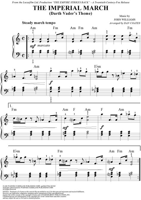 The Imperial March (Darth Vader's Theme) | Piano sheet music, Sheet ...