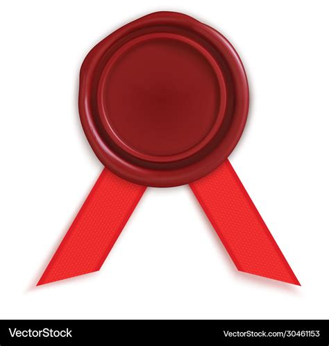 Red wax seal with ribbon Royalty Free Vector Image