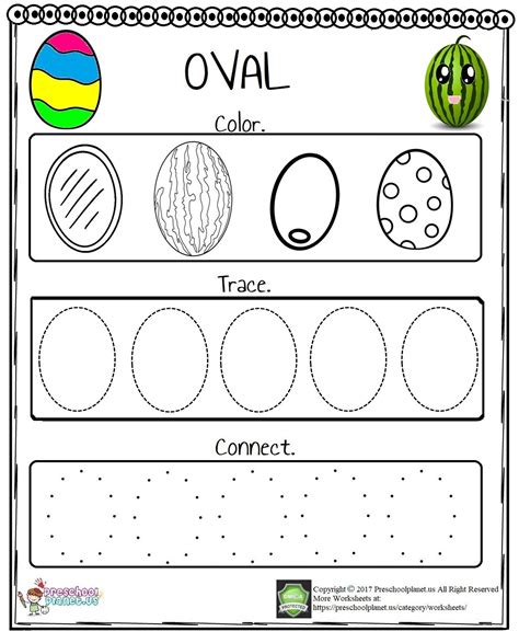 Oval Worksheet | Shape worksheets for preschool, Shapes worksheets, Tracing worksheets preschool