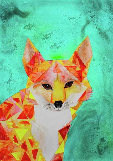 Geometric Fox Mixed Media by Ashley Perales - Fine Art America