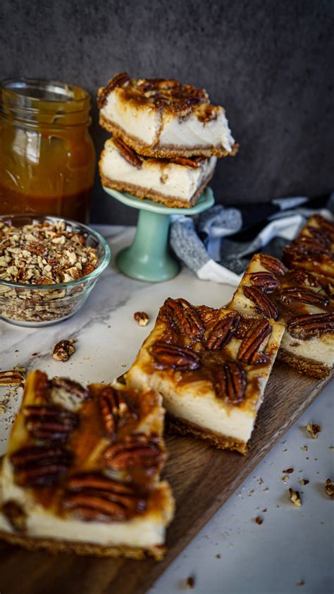 Caramel Pecan Cheesecake Bars