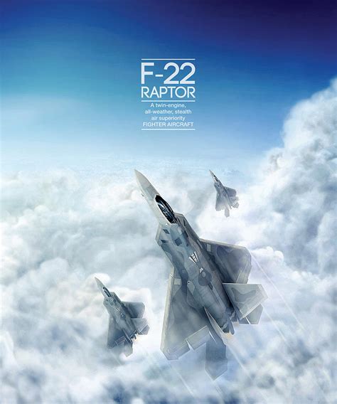 Lockheed Martin F-22 Raptor poster Digital Art by Andrew Statkevych - Pixels