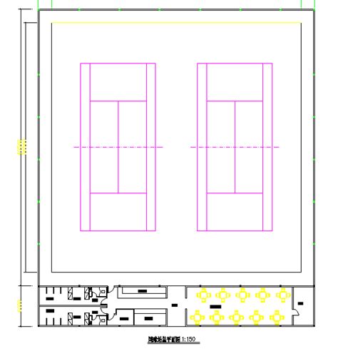 Tennis Court Floor Plan detail - Cadbull