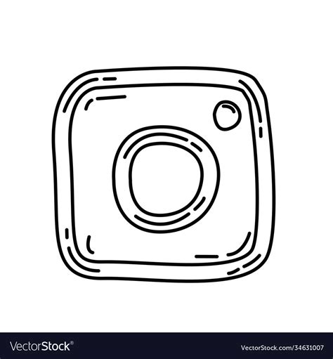 Instagram icon doodle hand drawn or black Vector Image