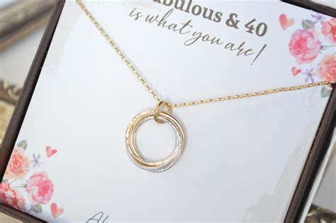 40th Birthday jewelry for women, 4 Rings for 4 decades, 4 Sisters necklace, 40th Birthday for ...