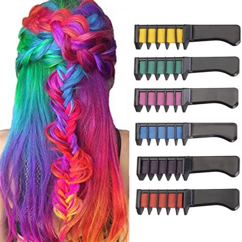 SAYFUT 6 Colors Set Washable Hair Chalk Temporary Hair Color Perfect ...