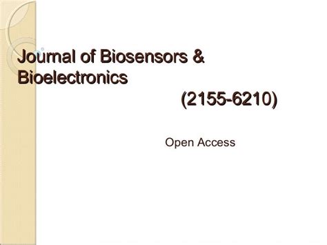 Journal of Biosensors & Bioelectronics