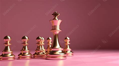 Gold Royal Chess Pieces Against Pink Powerpoint Background For Free Download - Slidesdocs