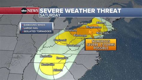 Severe thunderstorm threat for millions in eastern US - ABC News