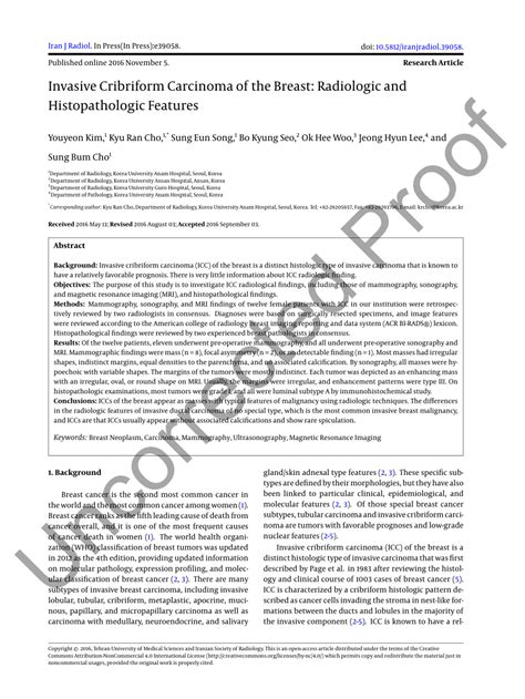 (PDF) Invasive Cribriform Carcinoma of the Breast: Radiologic and Histopathologic Features