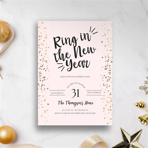 New Years Eve Invitation Canva, NYE Party Template, Simple Editable ...