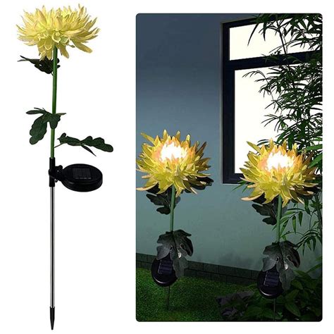 Solar Garden Artificial Chrysanthemum LED Stake Lights, Outdoor Solar Lights Waterproof, Outdoor ...