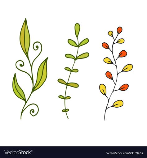 Leaves and branches decoration cute nature design Vector Image