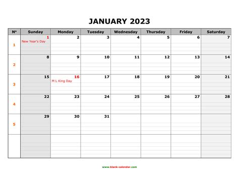 2023 Printable Calendar With Notes - Printable World Holiday