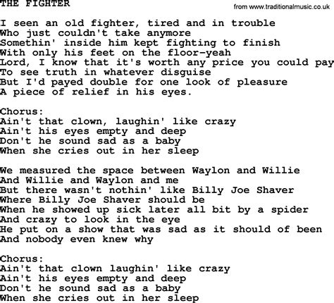 Kris Kristofferson song: The Fighter.txt, lyrics and chords